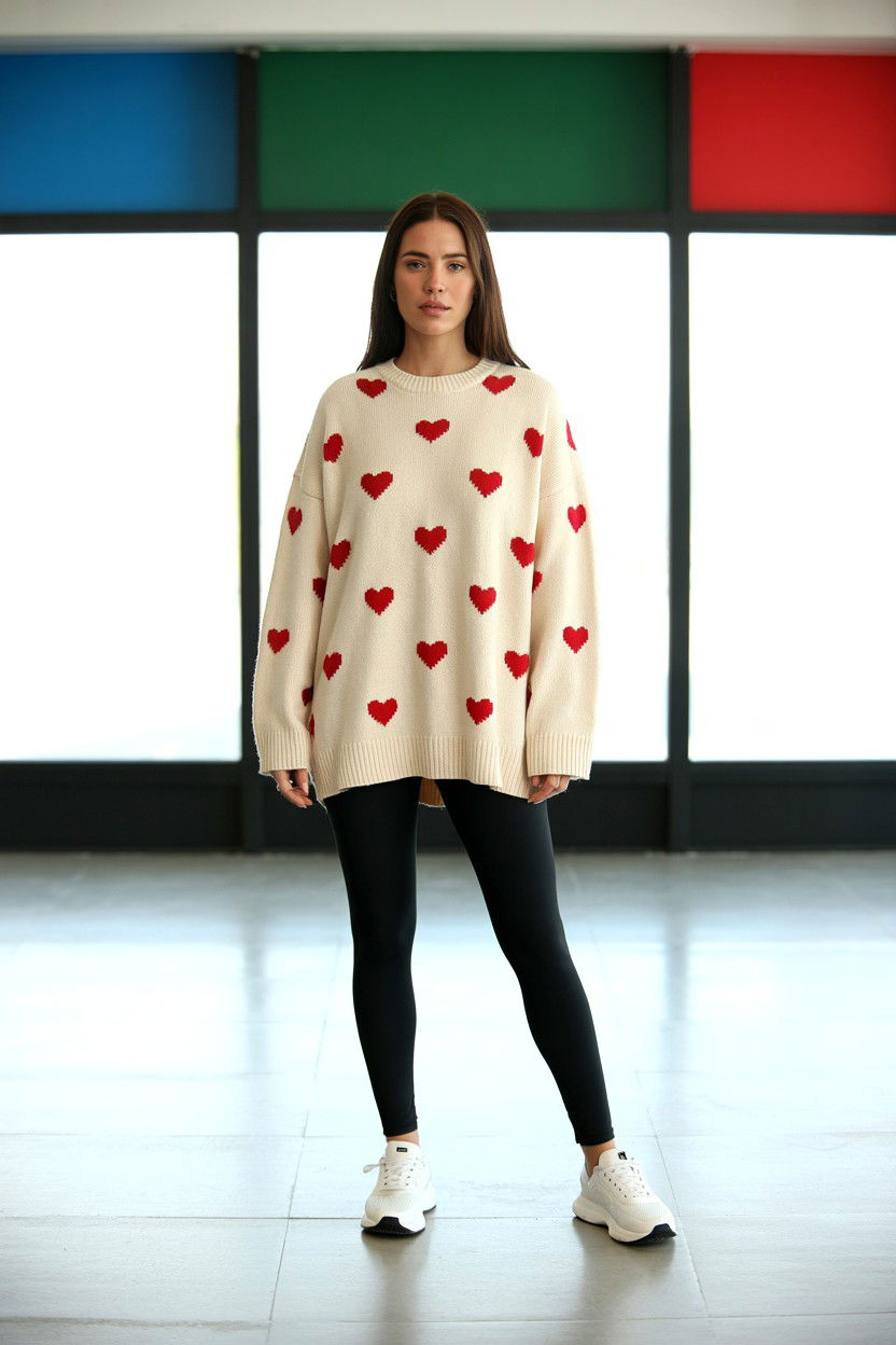 Heart Print Knitwear - 25 Casual Valentine's Day Outfits
