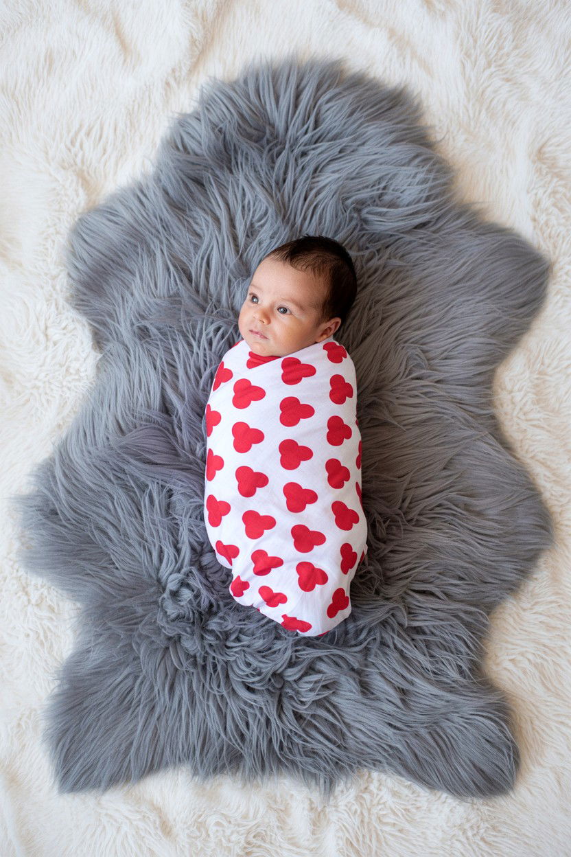 Heart Print Swaddle - 25 Valentine's Day Baby Photo Ideas