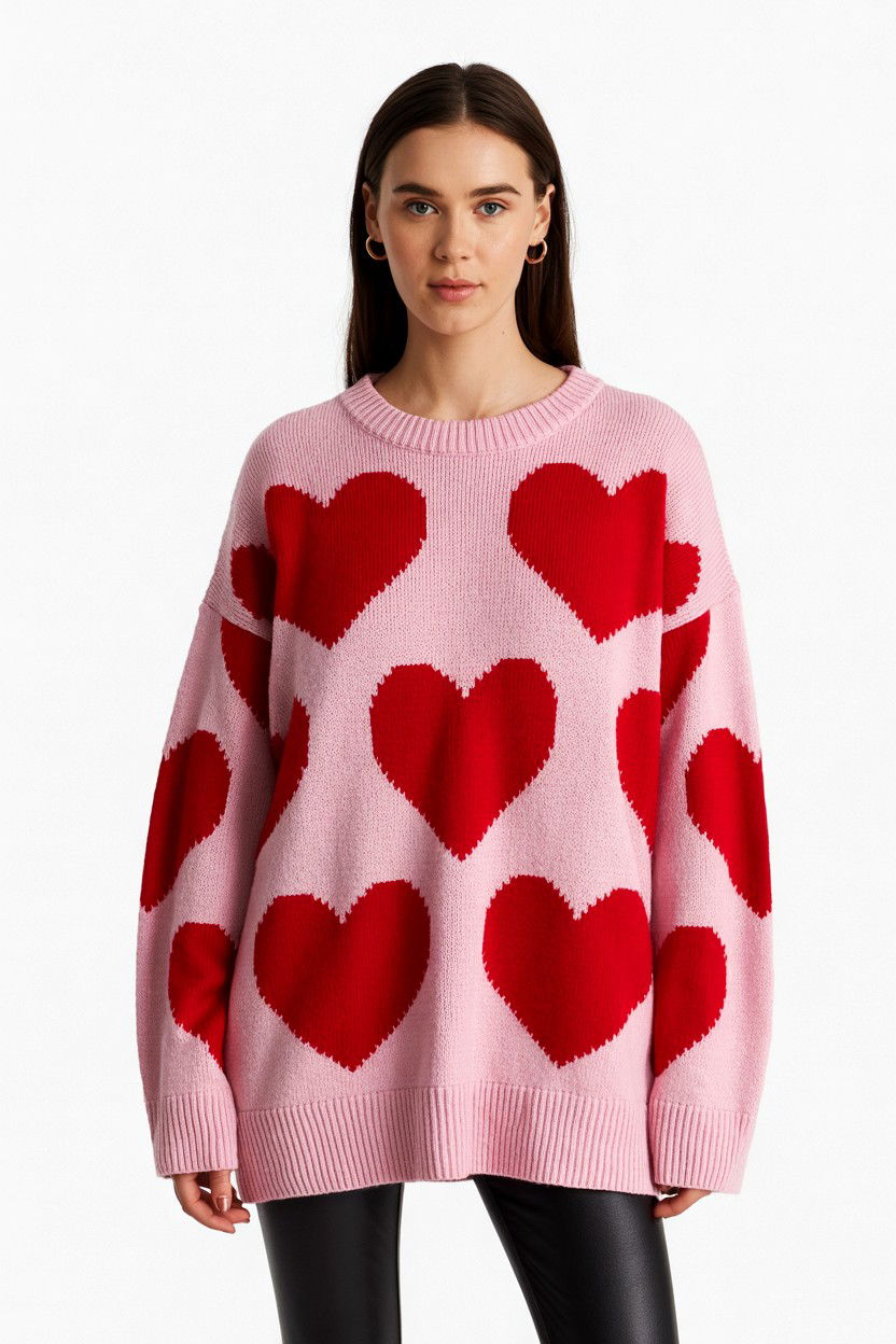 Heart Print Sweater - 25 Valentine's Day Y2K Outfits