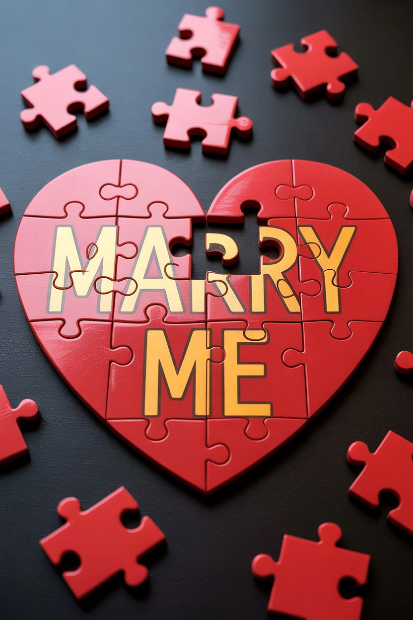 Heart Puzzle With Hidden Message - 25 Valentine's Day Puzzle Photo Ideas