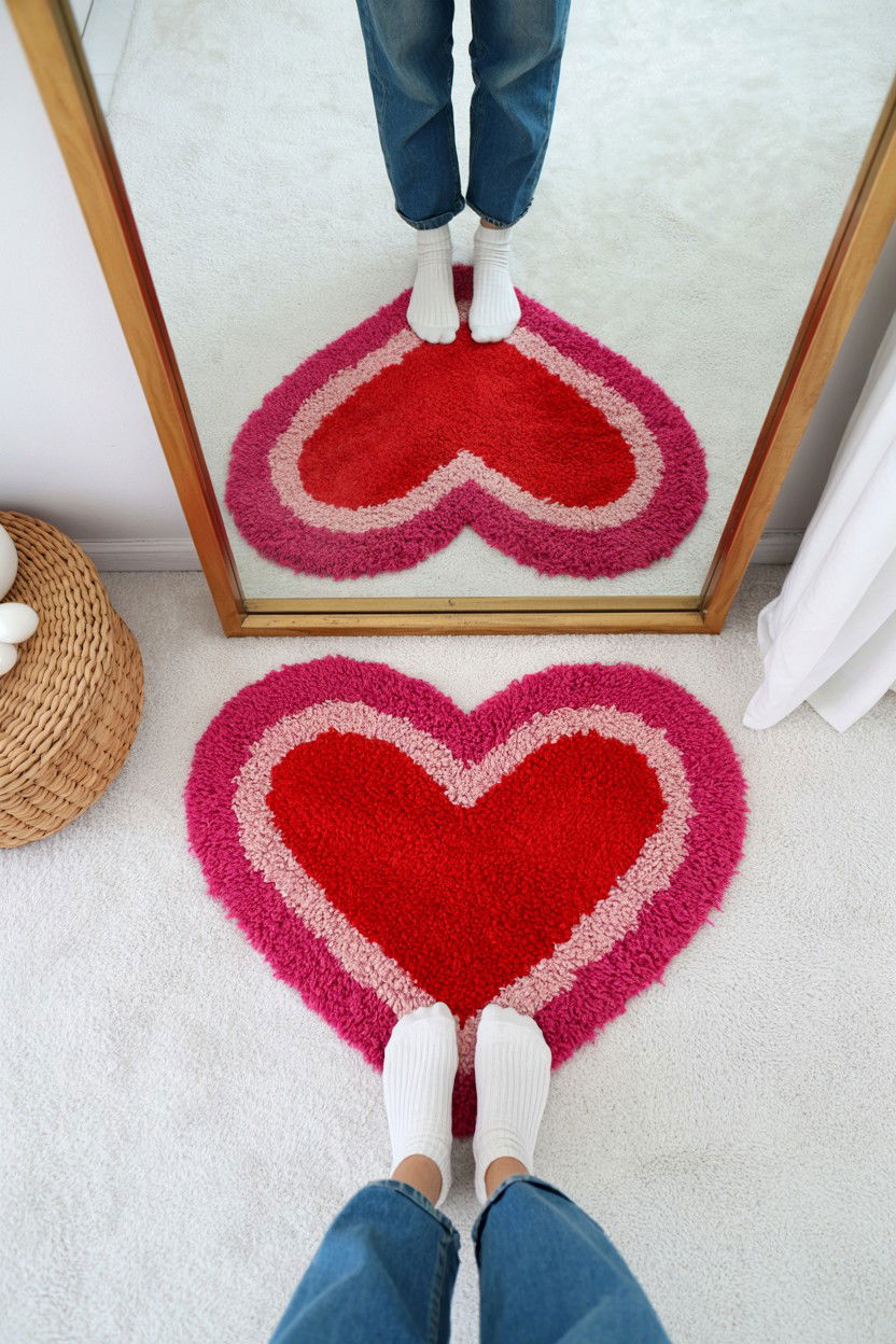 Heart Rug Mirror Selfie - 25 Valentine's Day Mirror Selfie Ideas
