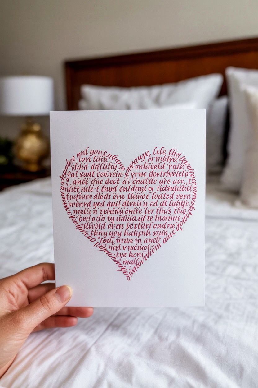 Heart Shape Calligraphy Valentine - 25 Calligraphy Valentine's Day Card Ideas