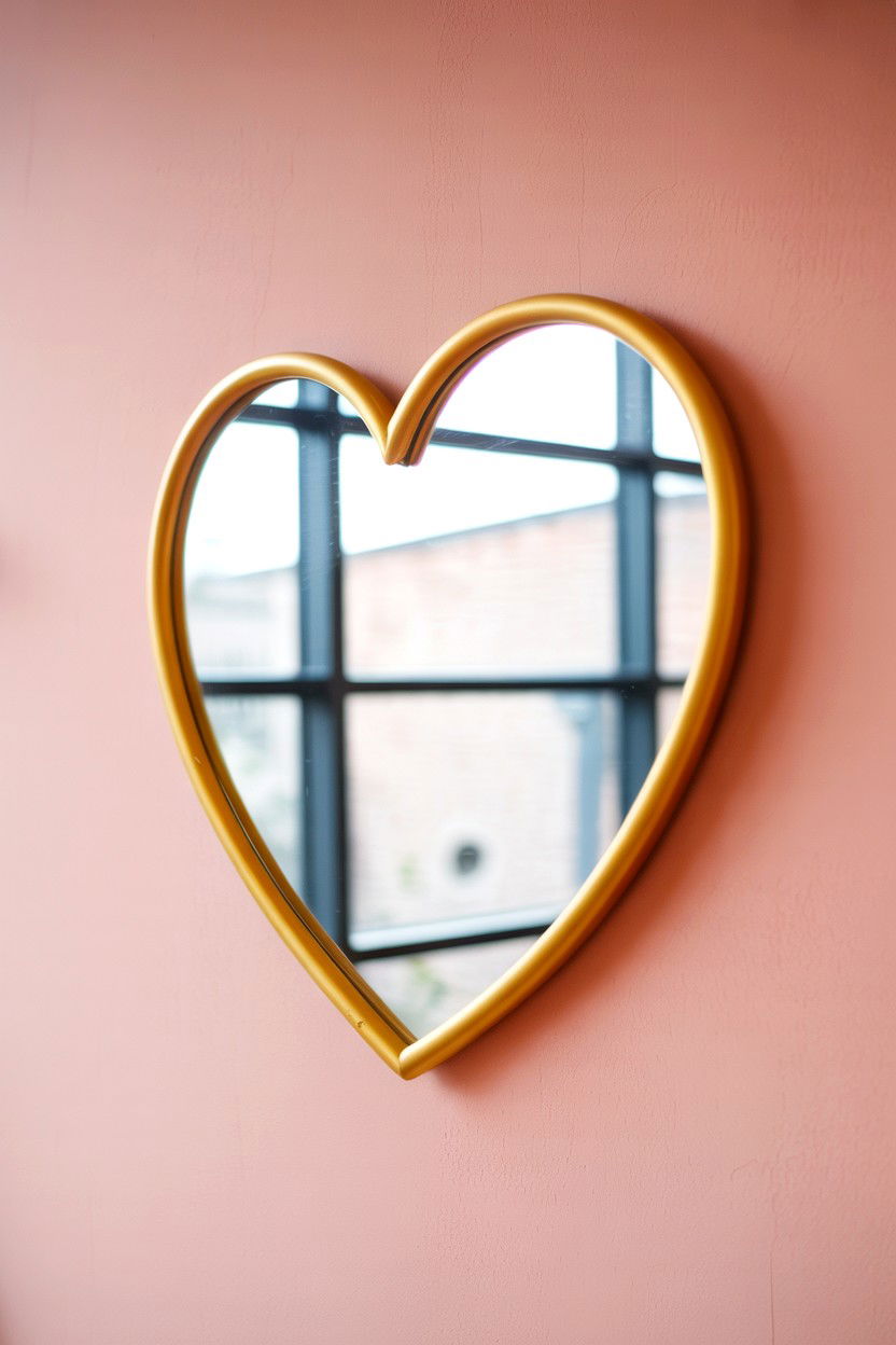 Heart Shape Mirror - 25 Valentine's Day Bathroom Decor Ideas