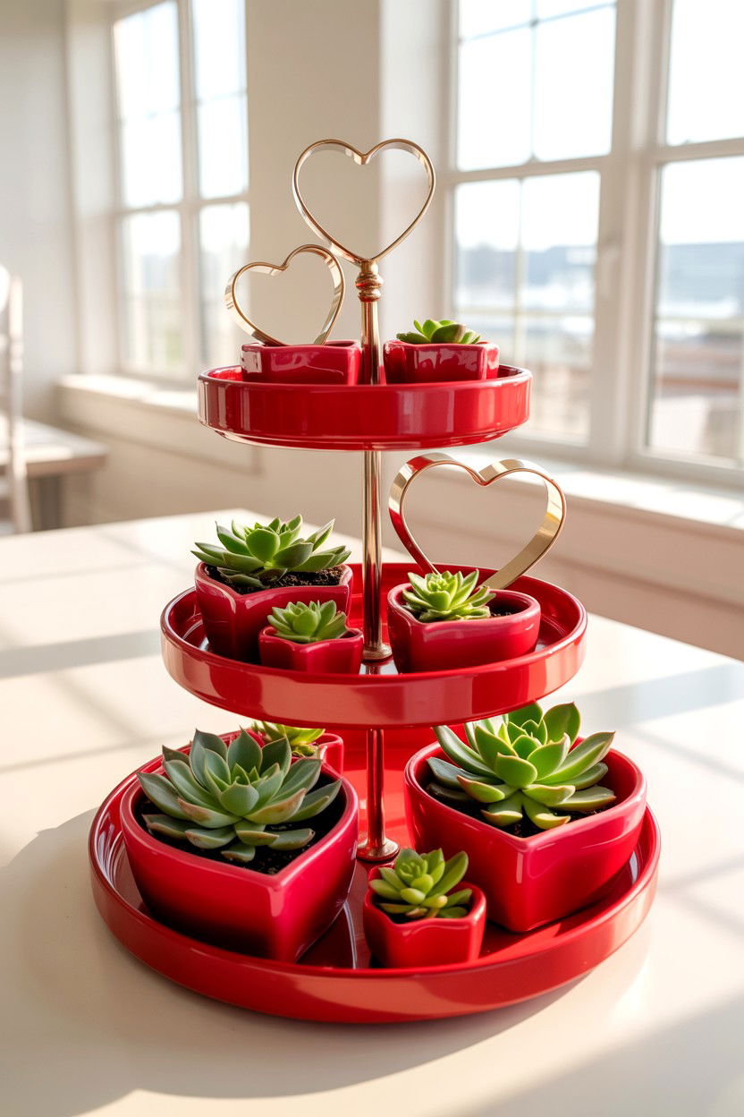 Heart Shape Tiered Tray - 25 Dollar Store Valentine's Day Tiered Tray Ideas