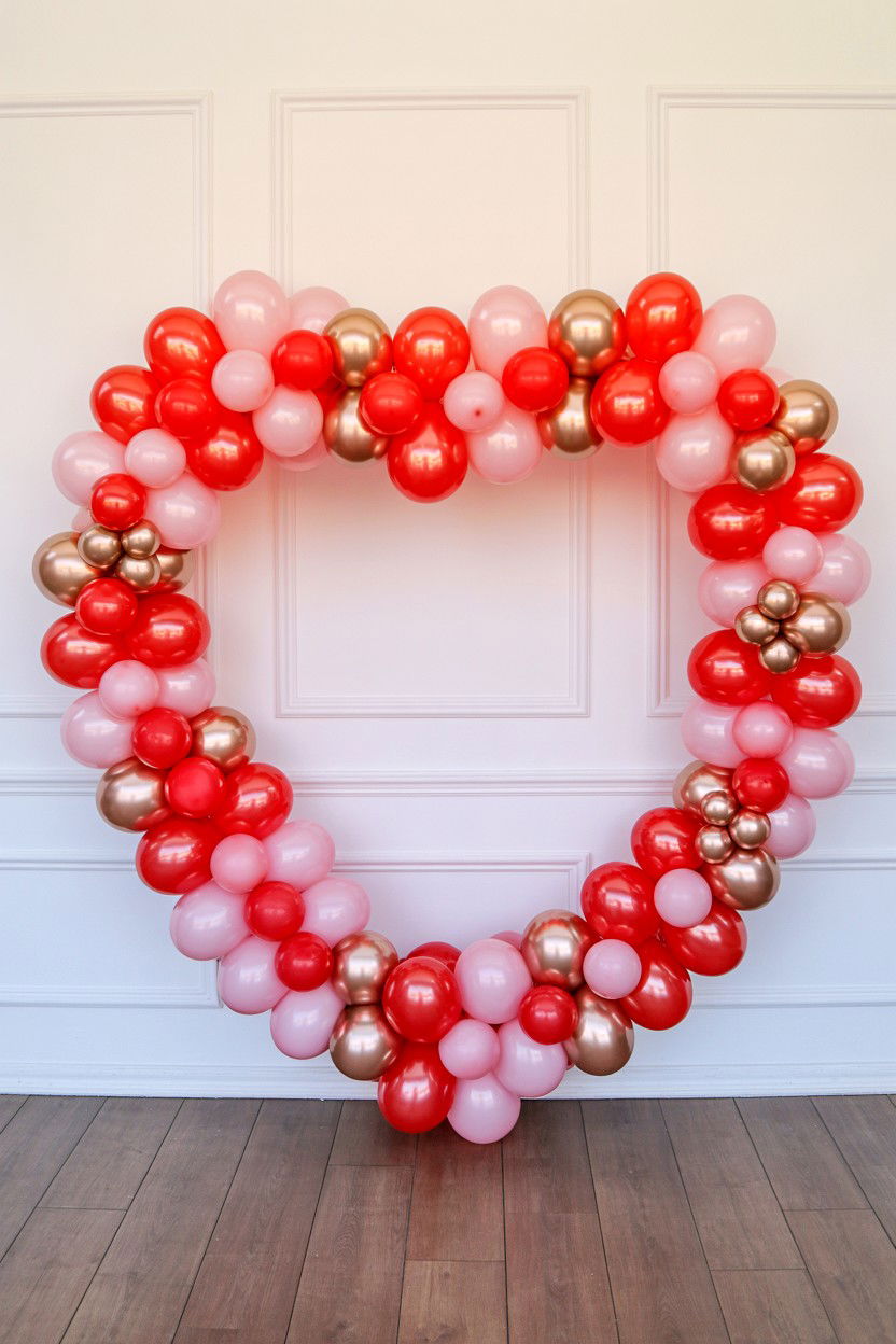 Heart Shaped Balloon Arch - 25 Valentine's Day Party Ideas