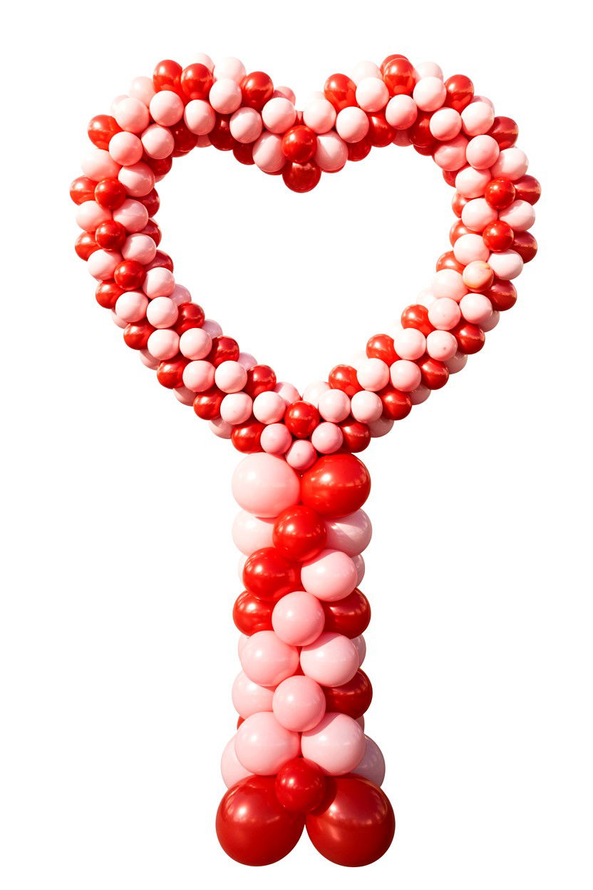 Heart Shaped Balloon Column - 25 Valentine's Day Balloon Bouquet Ideas