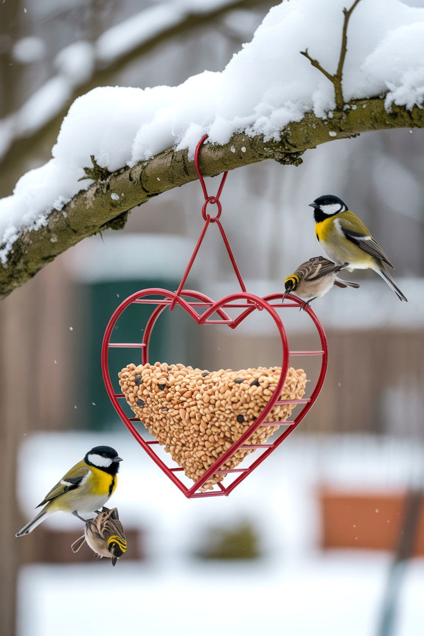 Heart Shaped Bird Feeder - 25 Valentine's Day Garden Ideas