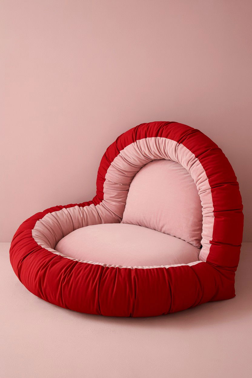 Heart Shaped Bolster Bed - 25 Valentine's Day Pet Bed Ideas