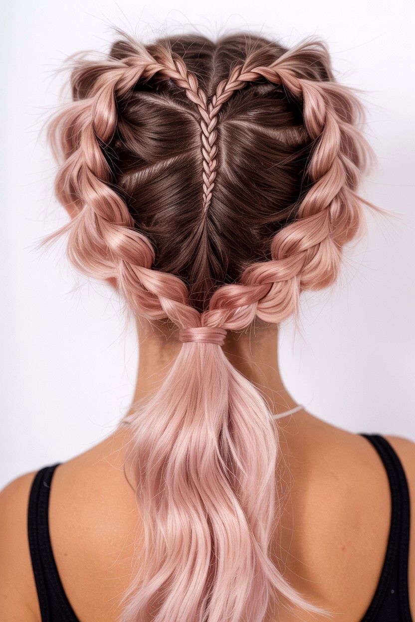 Heart Shaped Braided Ponytail - 25 Valentine's Day Ponytail Ideas