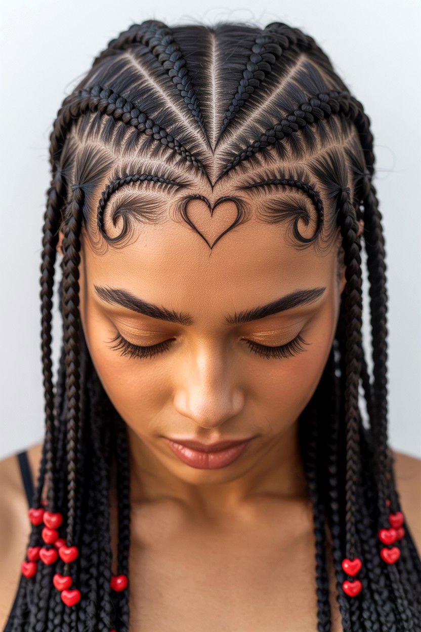 Heart Shaped Braids Natural Hair - 25 Valentine's Day Textured Hair Ideas