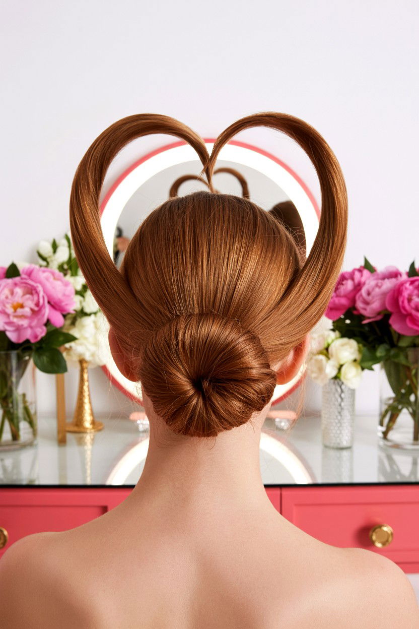 Heart Shaped Bun - 25 Cute Valentine's Day Hair Ideas