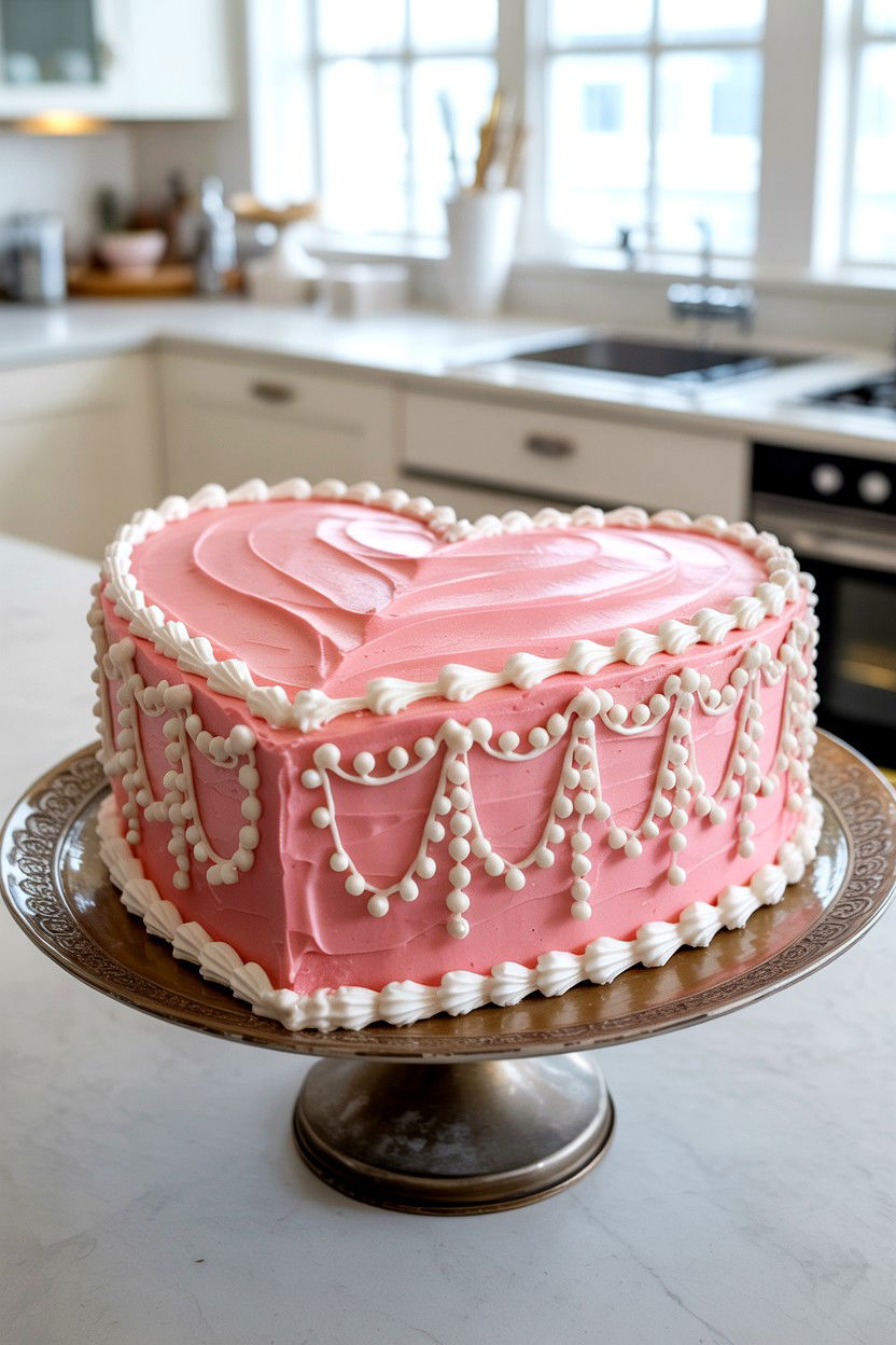 Heart Shaped Cake - 25 Coquette Valentine's Day Ideas