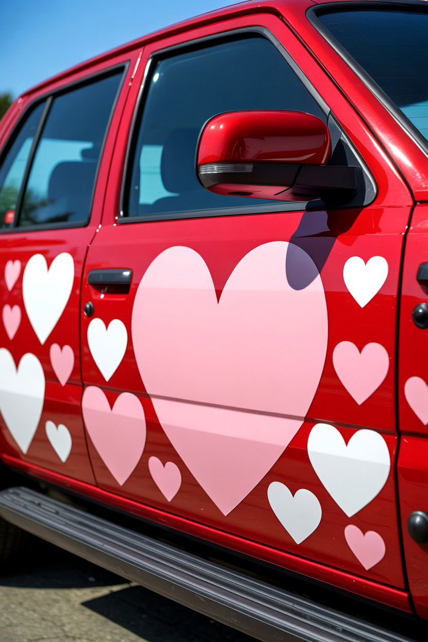 Heart Shaped Car Stickers - 25 Valentine's Day Car Surprise Ideas