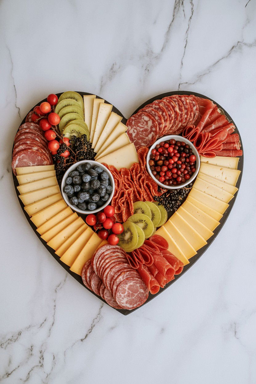 Heart Shaped Charcuterie Board - 25 Valentine's Day Reception Ideas