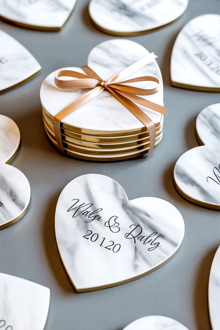 Heart Shaped Coasters - 25 Valentine's Day Wedding Favor Ideas