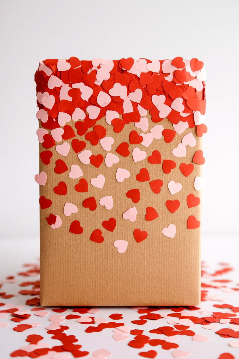 Heart Shaped Confetti - 25 Valentine's Day Kraft Paper Wrap Ideas