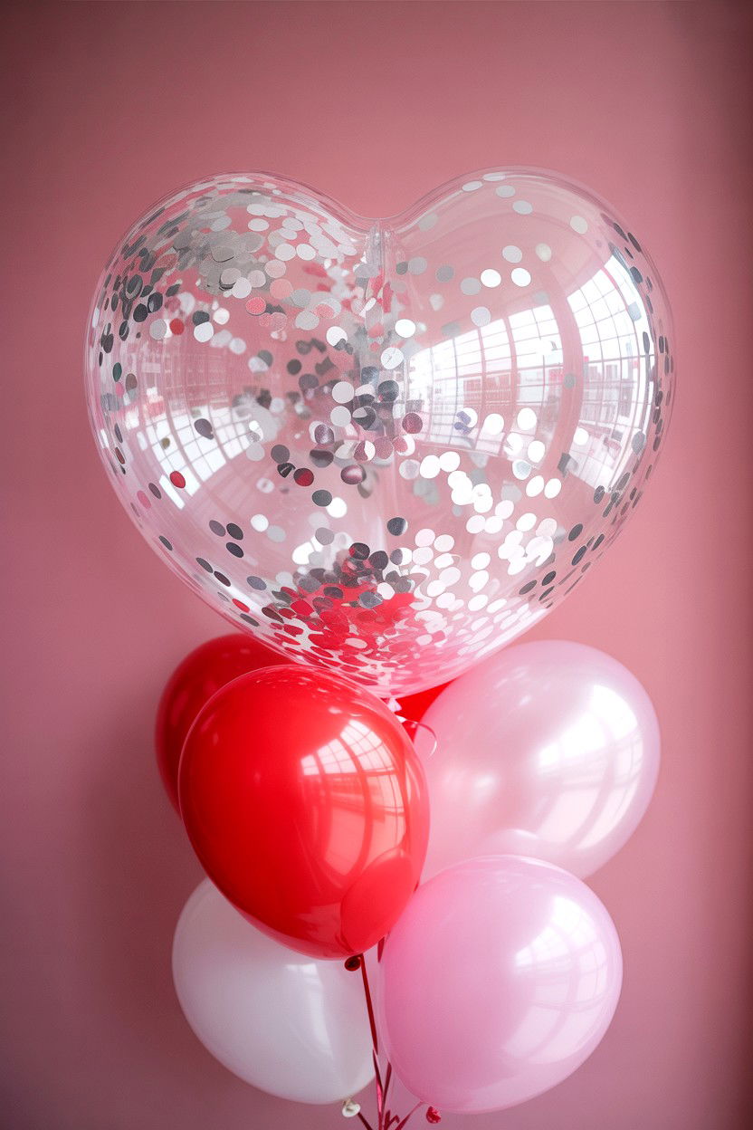 Heart Shaped Confetti Balloon - 25 Valentine's Day Confetti Balloon Ideas