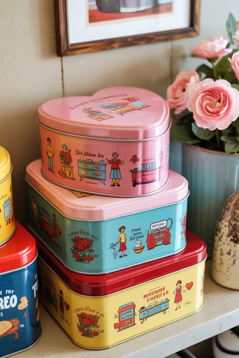 Heart Shaped Cookie Tins - 25 Vintage Valentine's Day Decorations