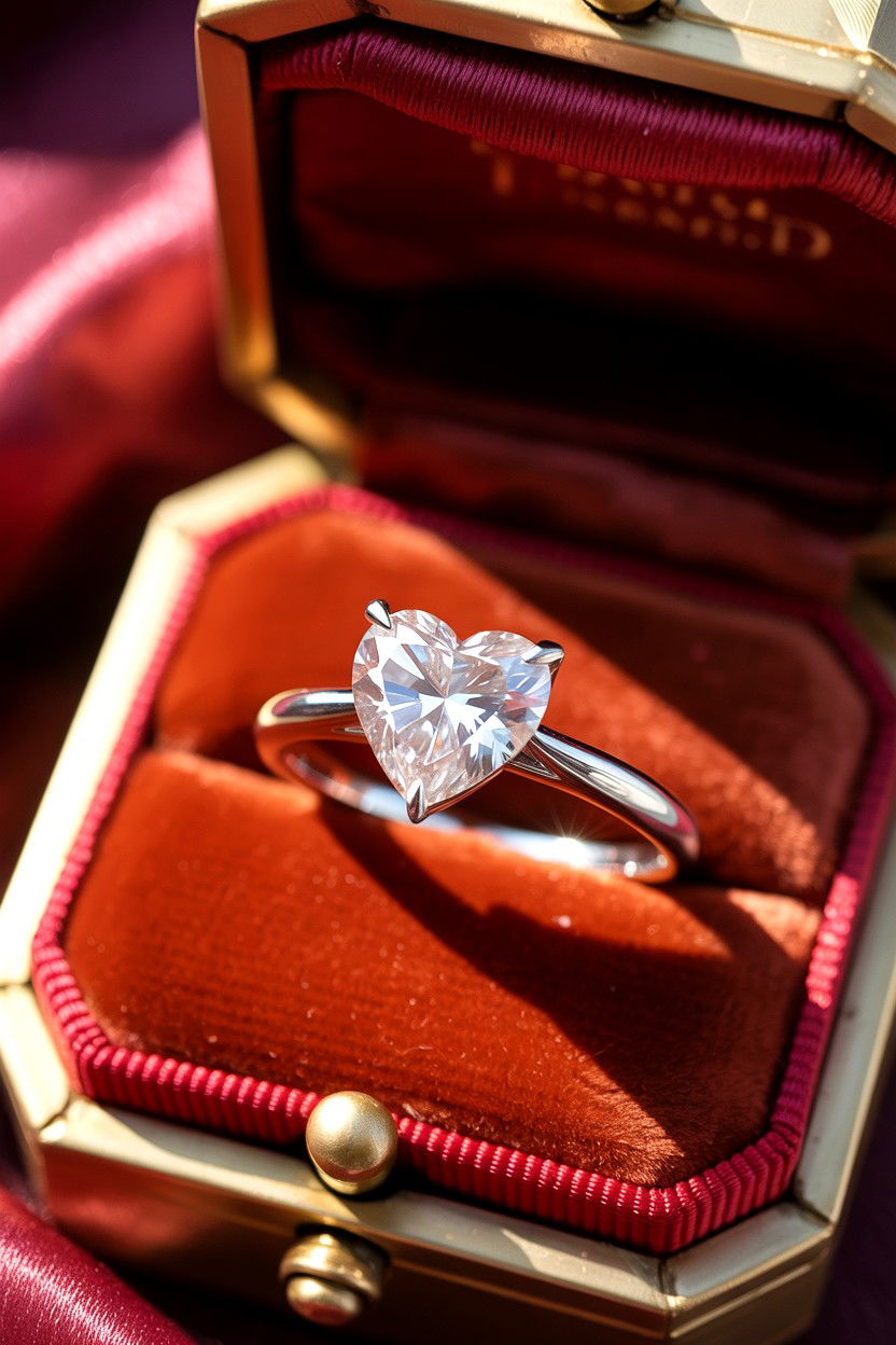 Heart Shaped Diamond Ring - 25 Valentine's Day Ring Ideas