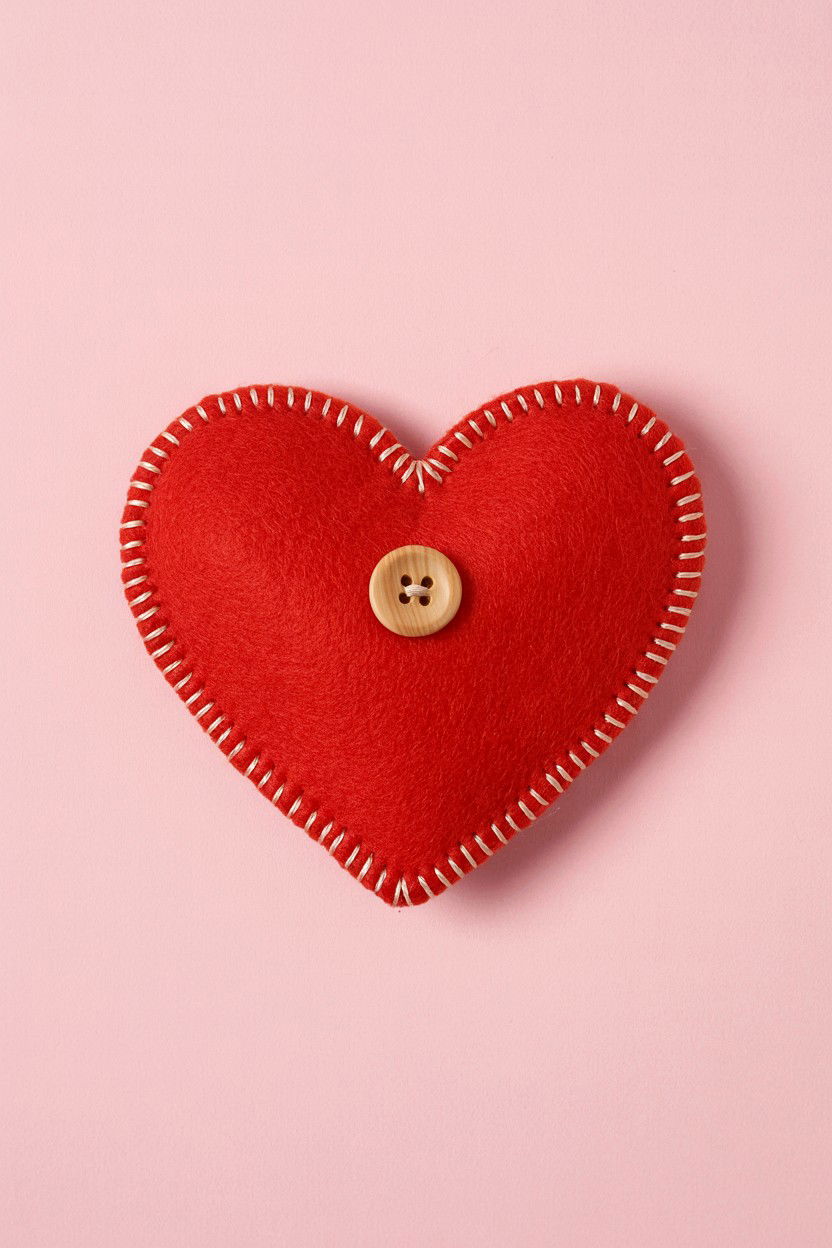 Heart Shaped Felt Pouch - 25 Valentine's Day Pouch Ideas