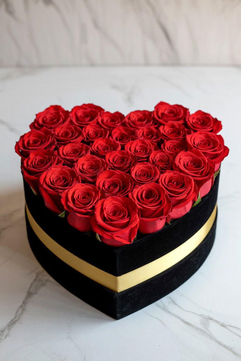 Heart Shaped Flower Box - 25 Valentine's Day Flower Centerpiece Ideas