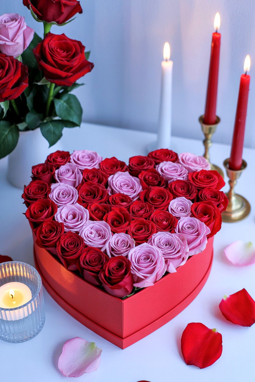 Heart Shaped Flower Box - 25 Valentine's Day Flower Gift Ideas