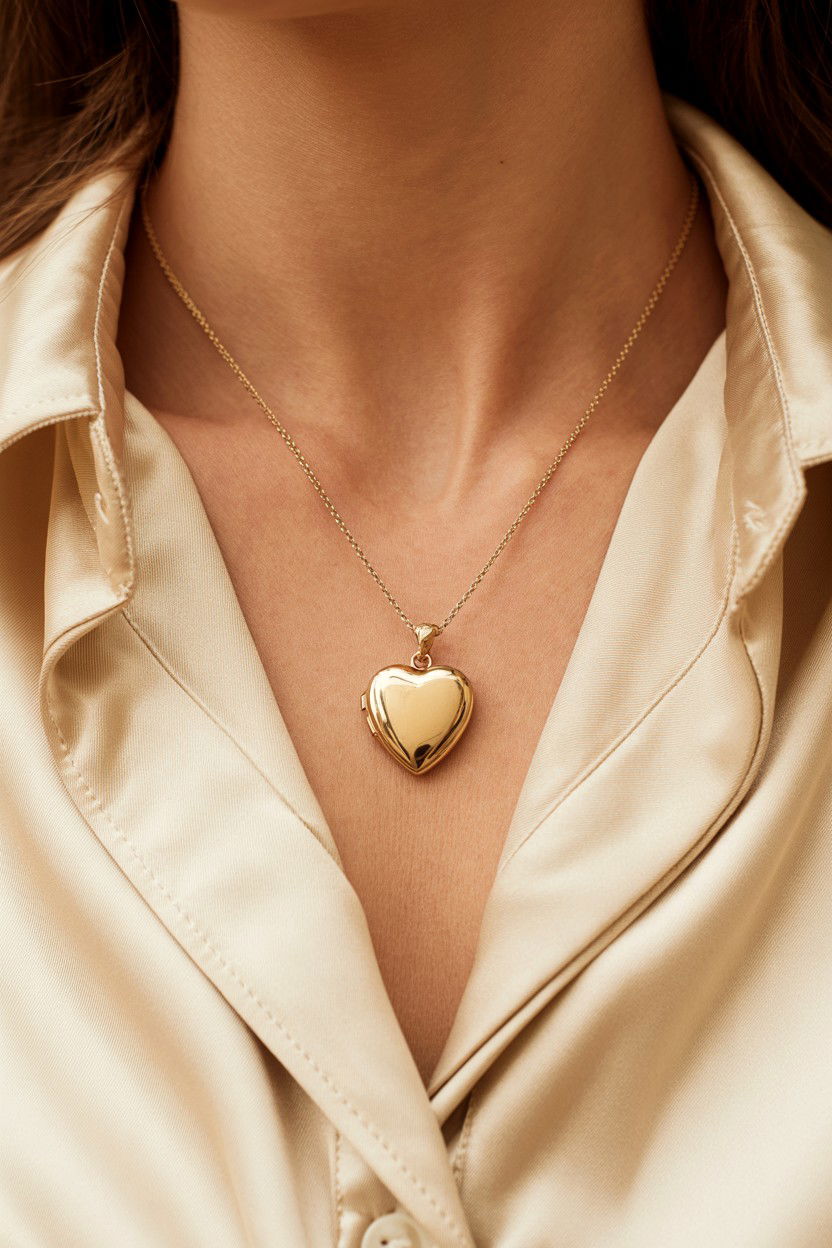 Heart Shaped Gold Locket - 25 Valentine's Day Locket Ideas