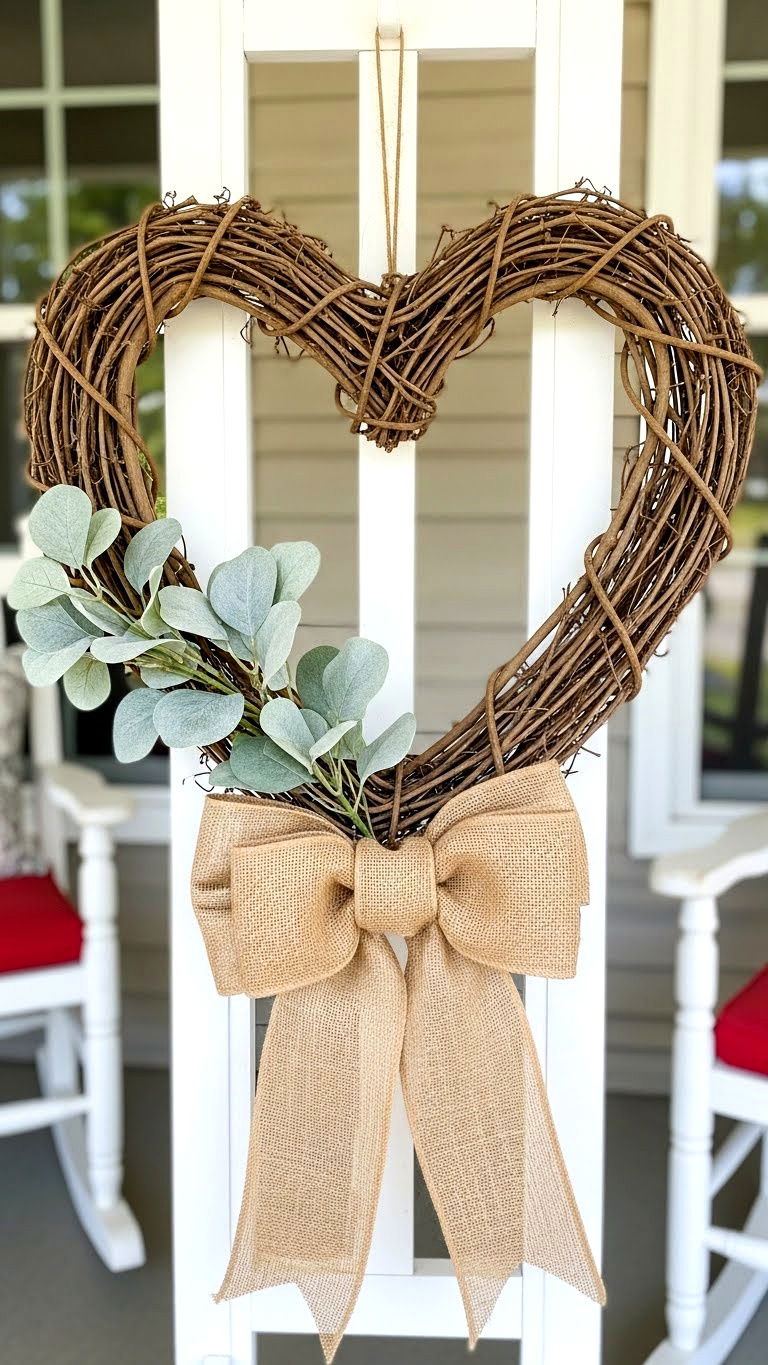 Heart Shaped Grapevine Wreath - 25 valentine's day wreath ideas