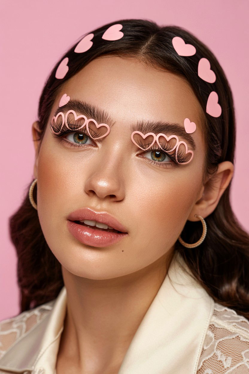 Heart Shaped Lash Decals - 25 Valentine's Day False Lash Looks