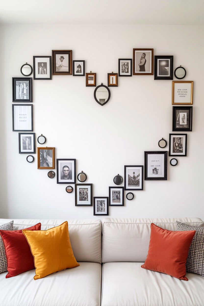 Heart Shaped Layout - 25 Valentine's Day Gallery Wall Ideas