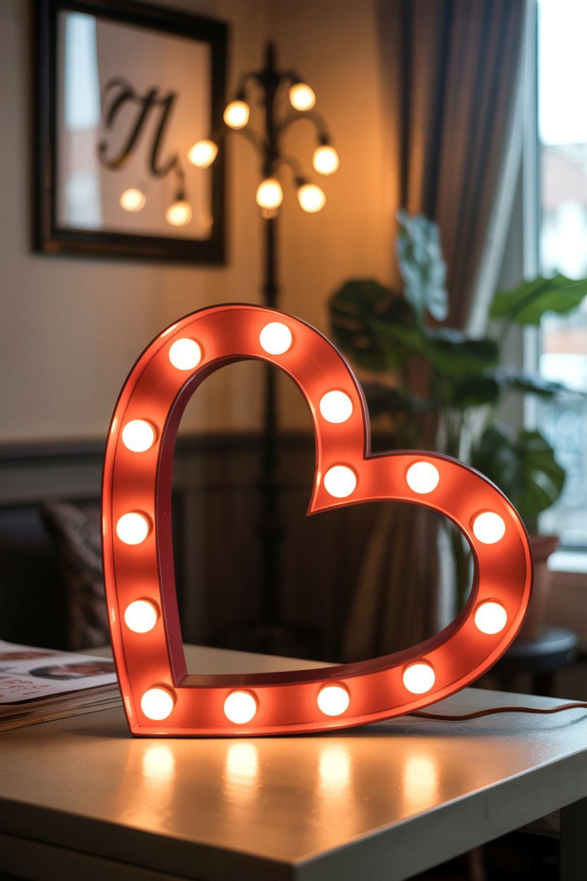 Heart Shaped Marquee Signs - 25 Valentine's Day Outdoor Lighting Ideas