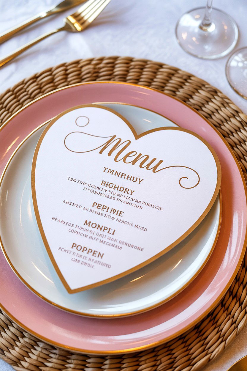 Heart Shaped Menu Card - 25 Valentine's Day Wedding Decor Ideas