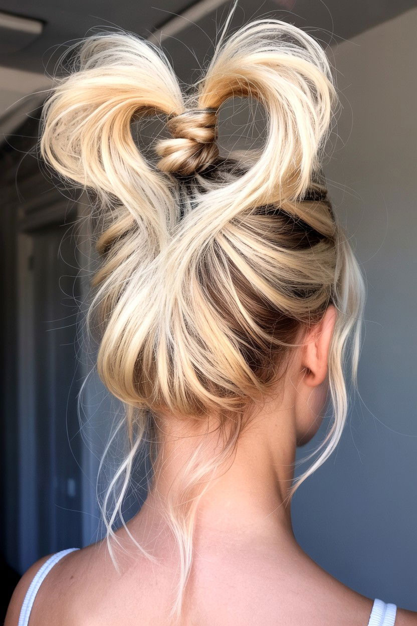 Heart Shaped Messy Bun - 25 Valentine's Day Messy Bun Ideas