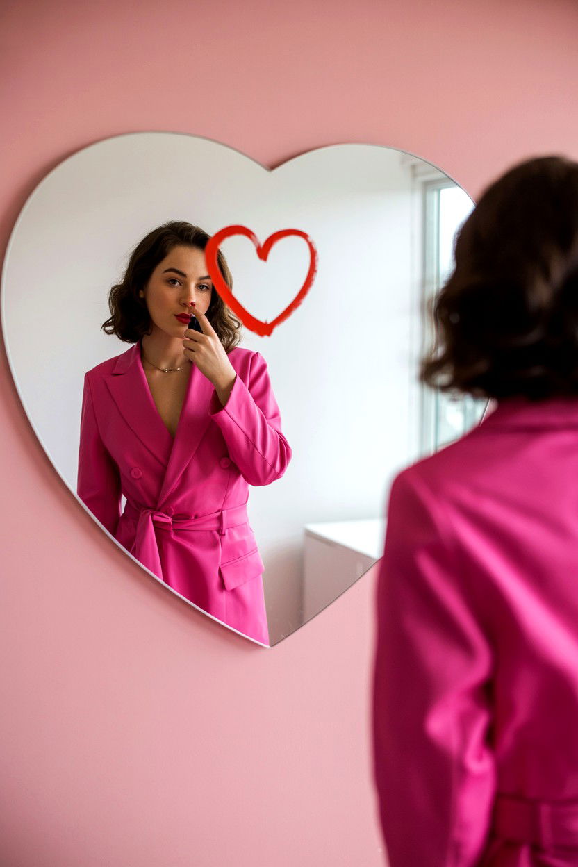 Heart Shaped Mirror Selfie - 25 Valentine's Day Instagram Photo Ideas