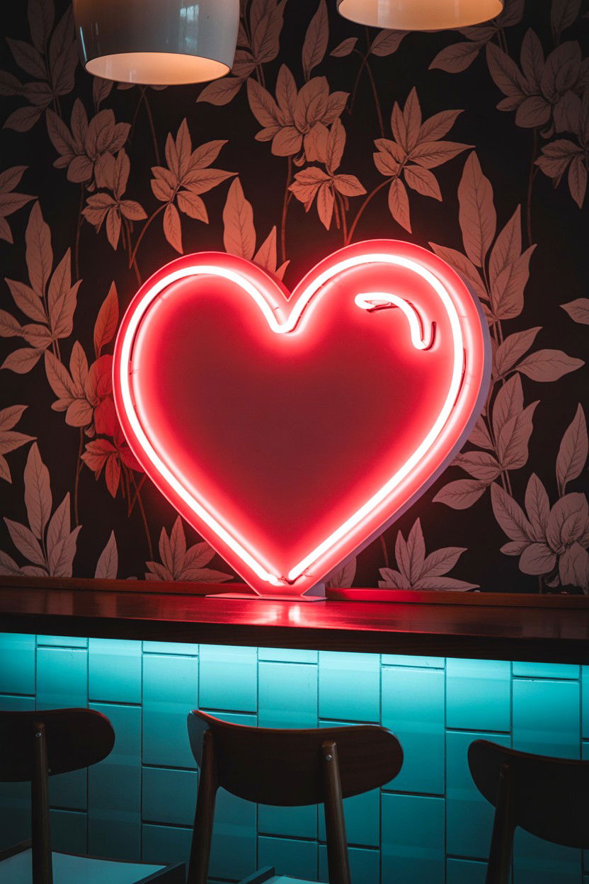 Heart Shaped Neon Sign - 25 Valentine's Day Wedding Photo Ideas