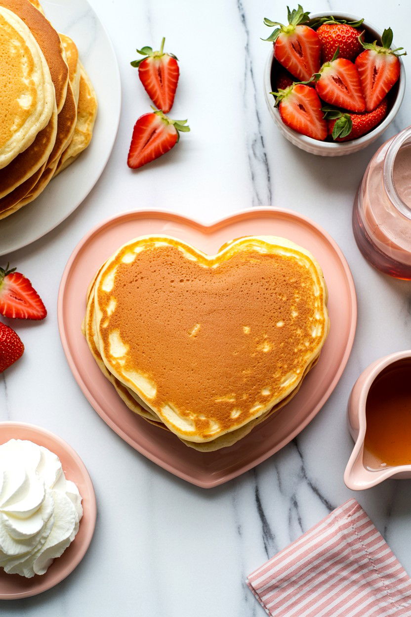 Heart Shaped Pancake Station - 25 Valentine's Day Brunch Party Ideas