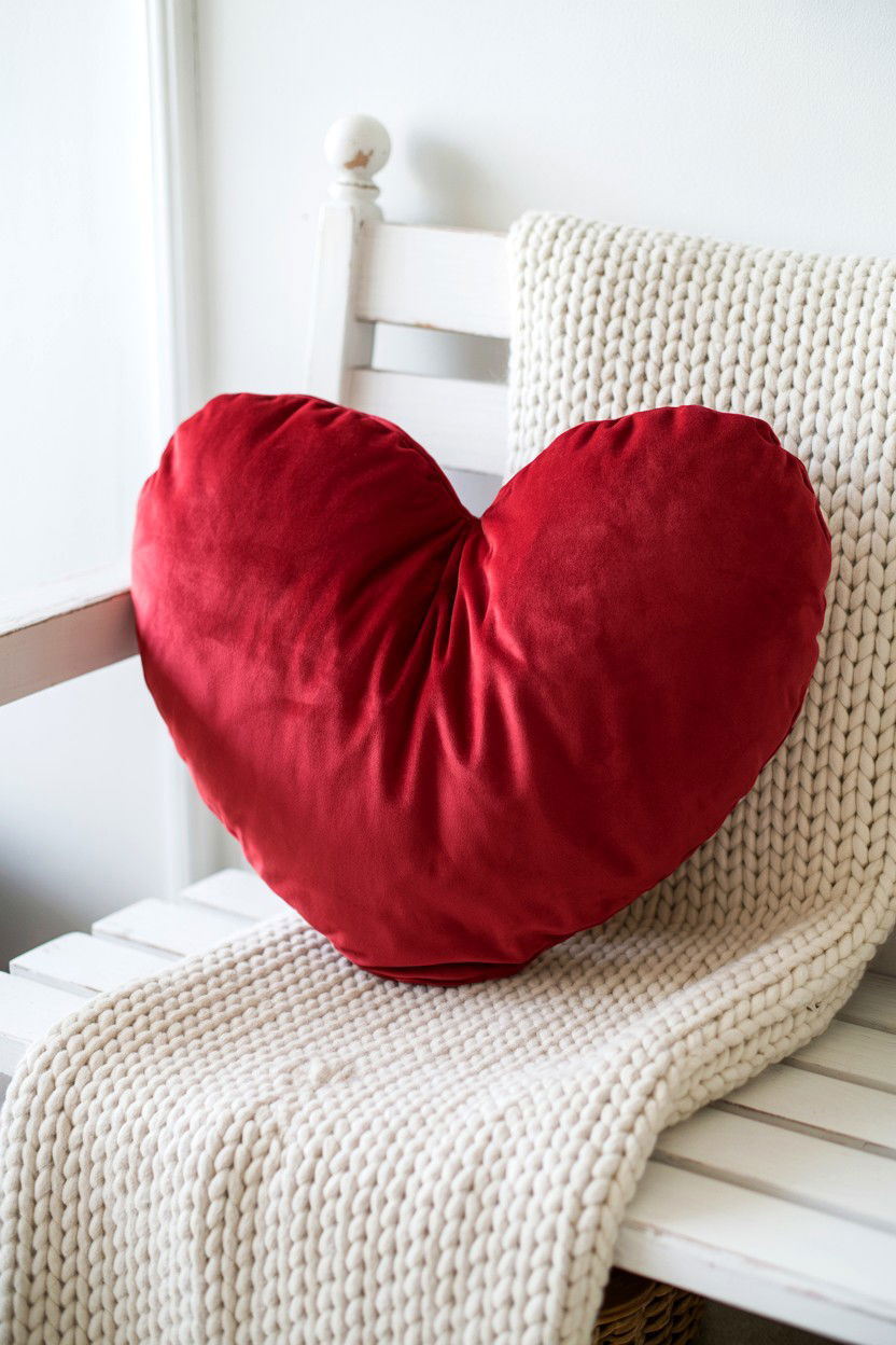 Heart Shaped Pillow - 25 Valentine's Day Entry Way Decor Ideas