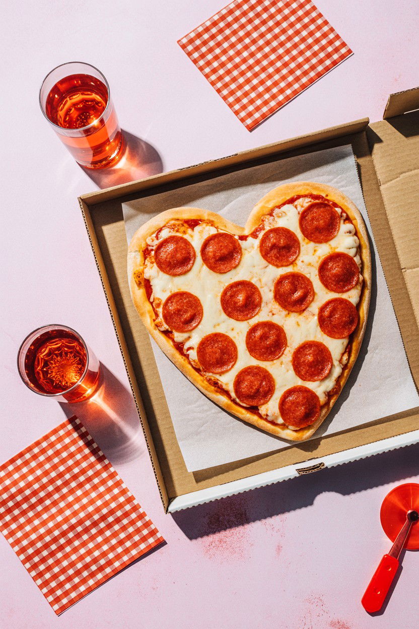 Heart Shaped Pizza Night - 25 Valentine's Day Indoor Photo Ideas