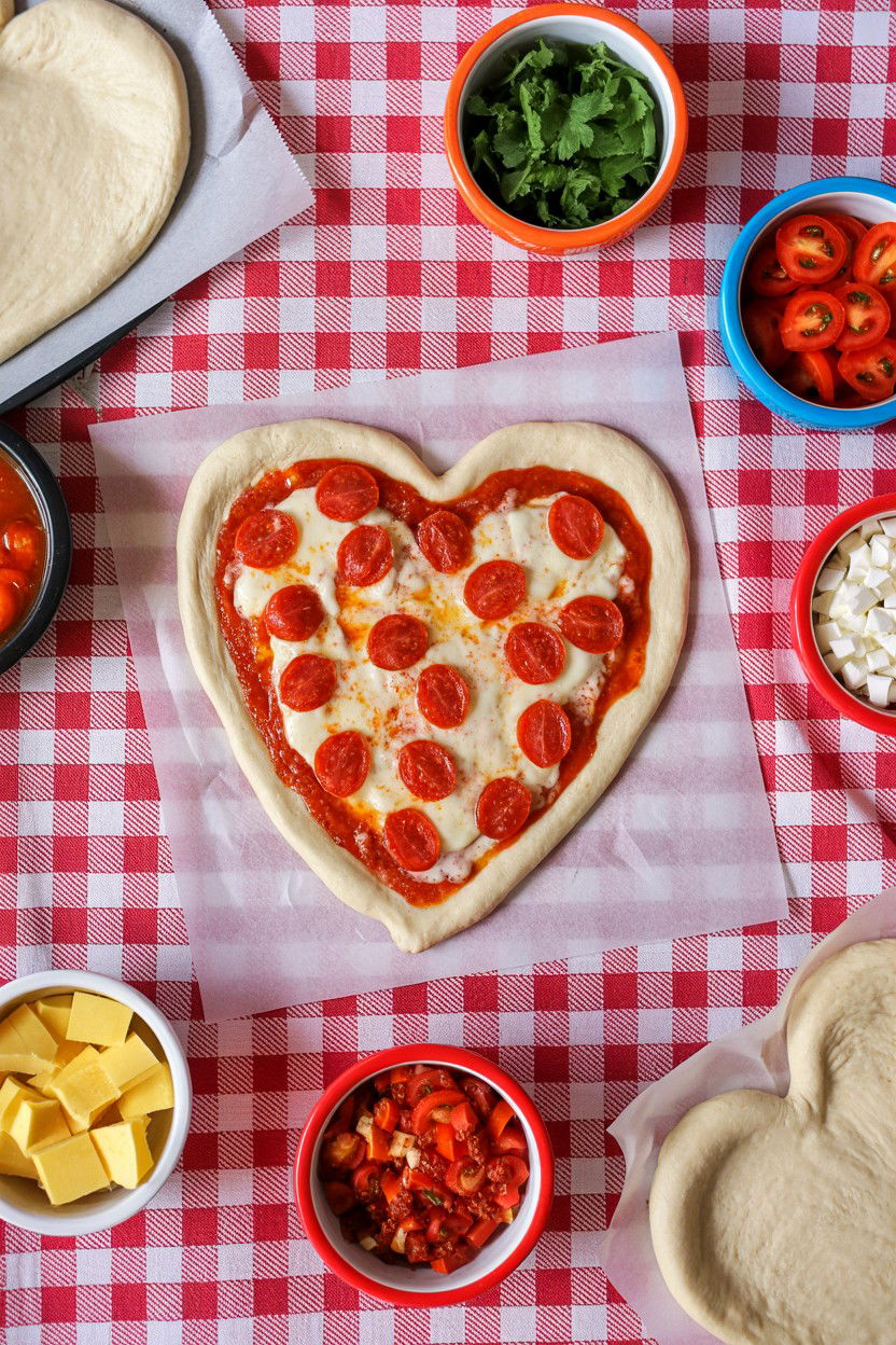 Heart Shaped Pizza Station - 25 Valentine's Day Home Surprise Ideas