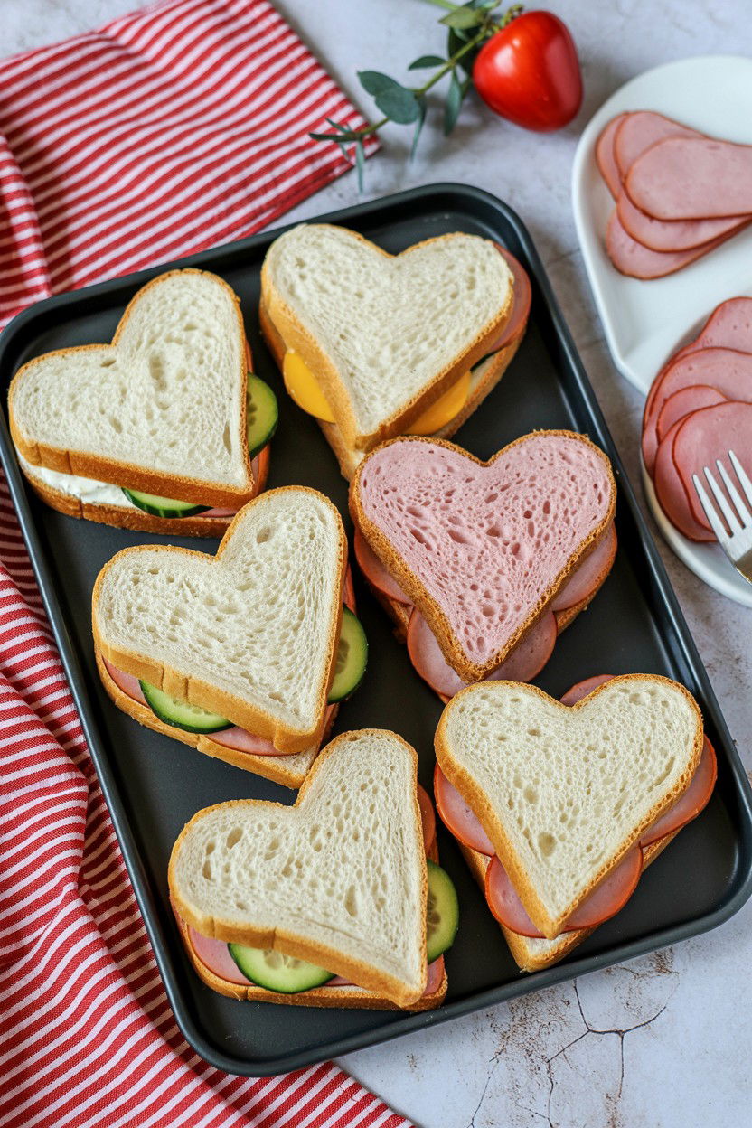Heart Shaped Sandwich Tray - 25 Valentine's Day Potluck Party Ideas