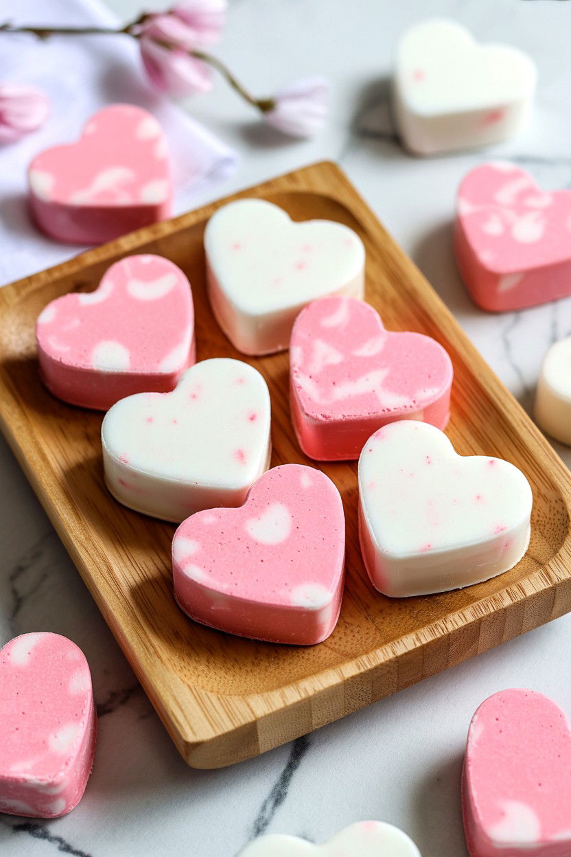 Heart Shaped Shower Melts - 25 Valentine's Day Essential Oil Ideas