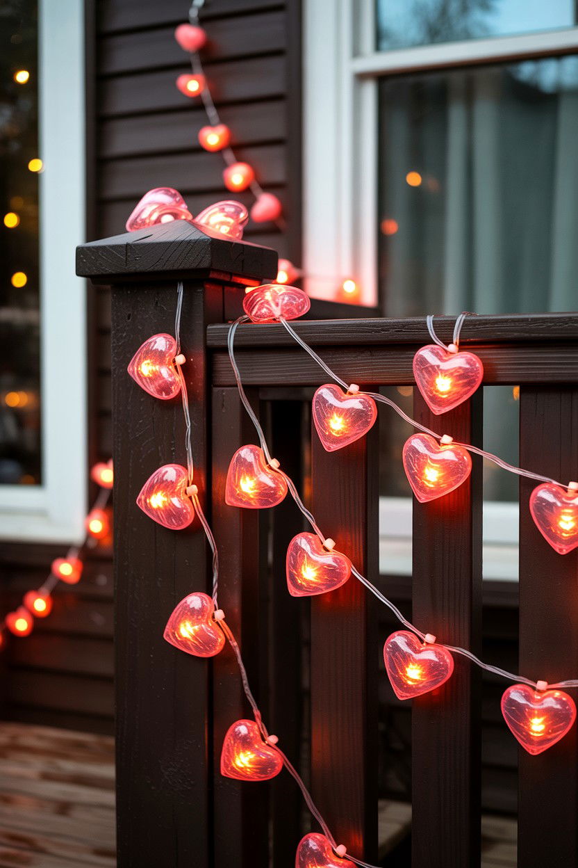 Heart Shaped String Lights - 25 Valentine's Day Outdoor Lighting Ideas