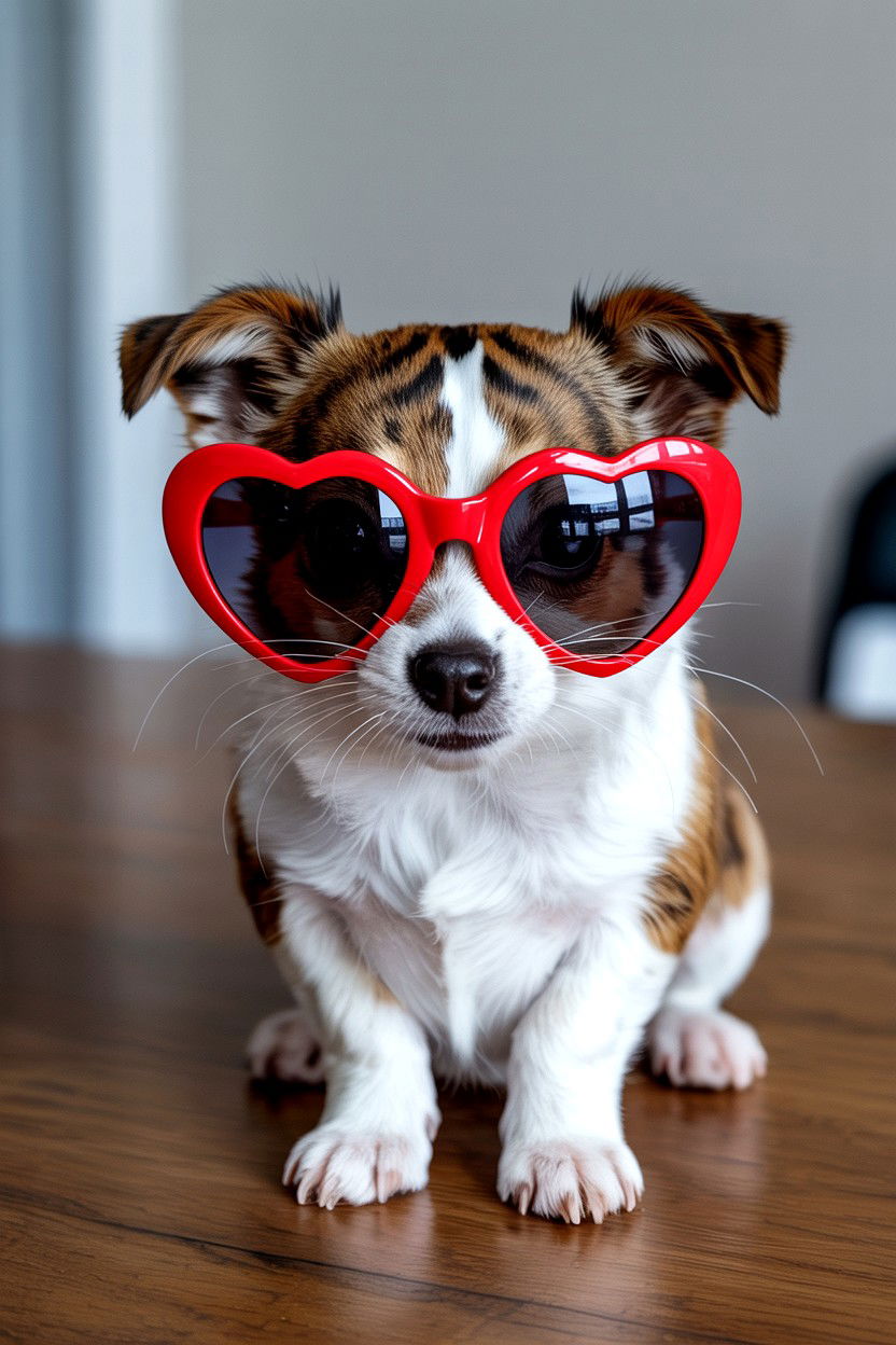 Heart Shaped Sunglasses - 25 Valentine's Day Pet Photoshoot Ideas