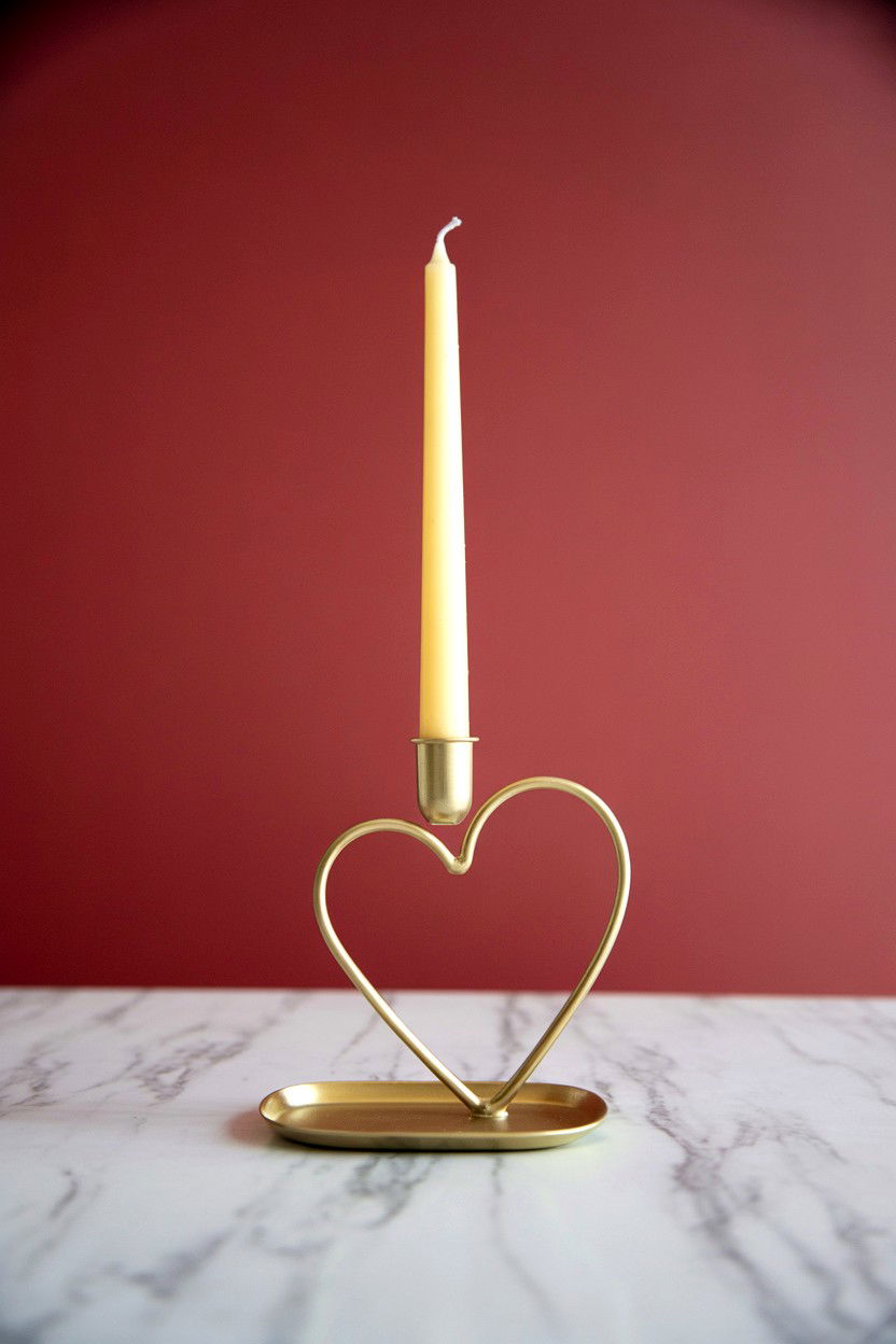Heart Shaped Taper Candle Holder - 25 Valentine's Day Taper Candle Ideas