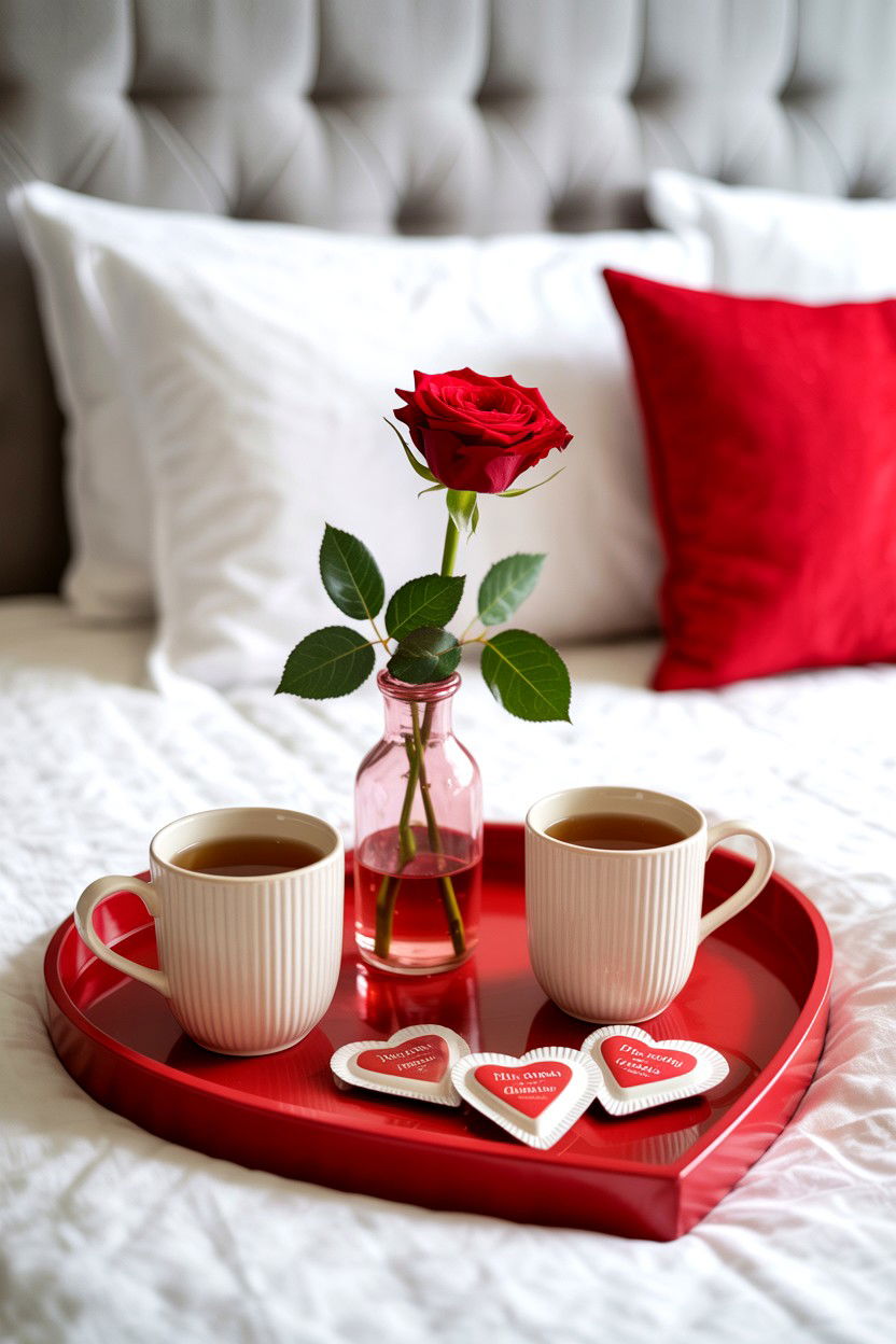Heart Shaped Tea Tray - 25 Valentine's Day Tea Gift Basket Ideas