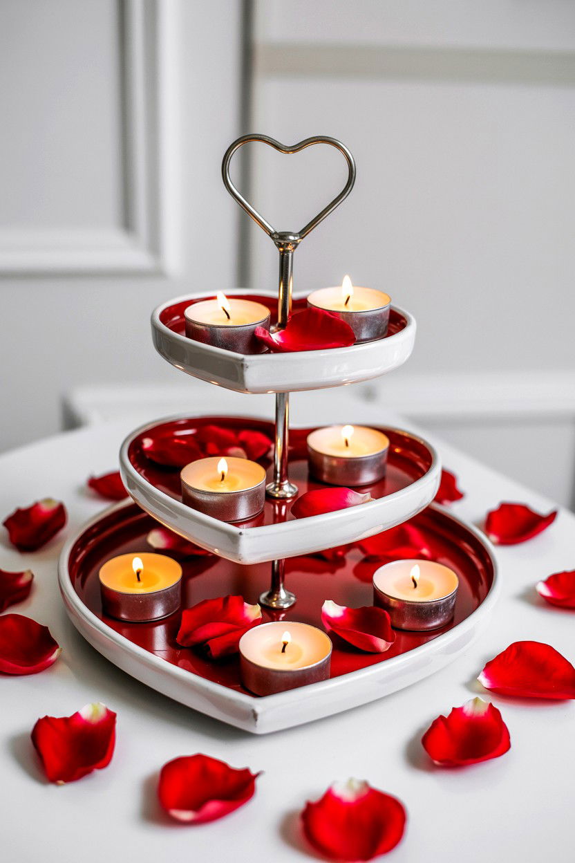 Heart Shaped Tiered Tray - 25 Valentine's Day Tiered Tray Ideas