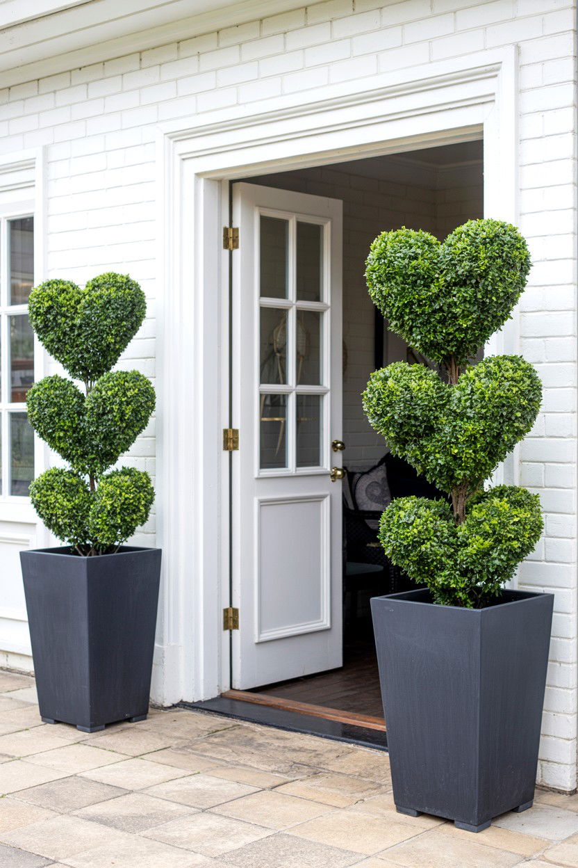 Heart Shaped Topiaries - 25 Valentine's Day Patio Decorating Ideas