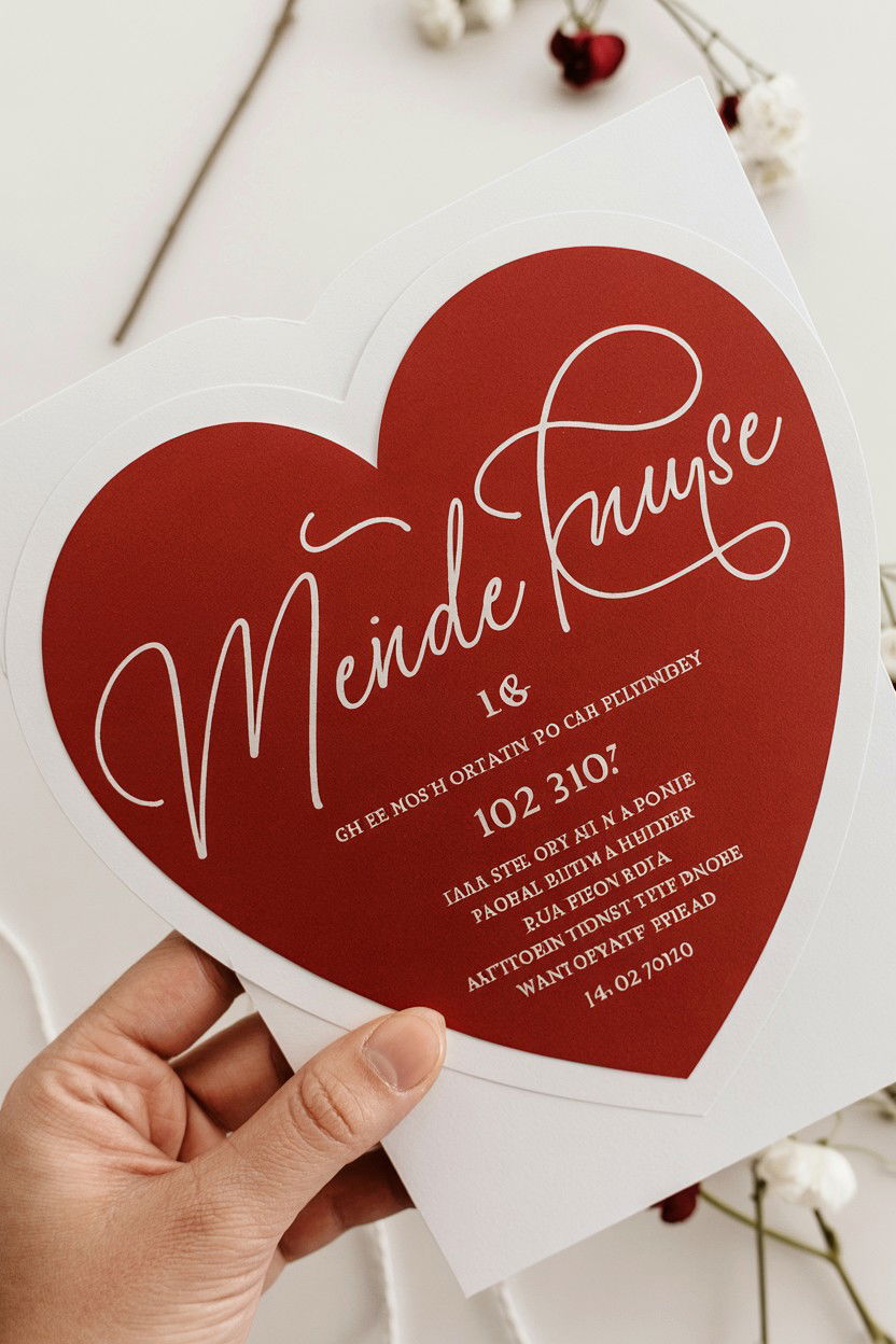 Heart Shaped Wedding Invite - 25 Valentine's Day Wedding Invitation Ideas