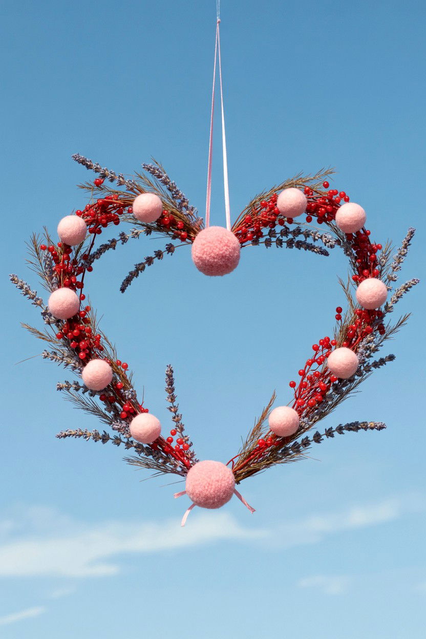 Heart Shaped Wreath - 25 Valentine's Day Doorbell Surprise Ideas