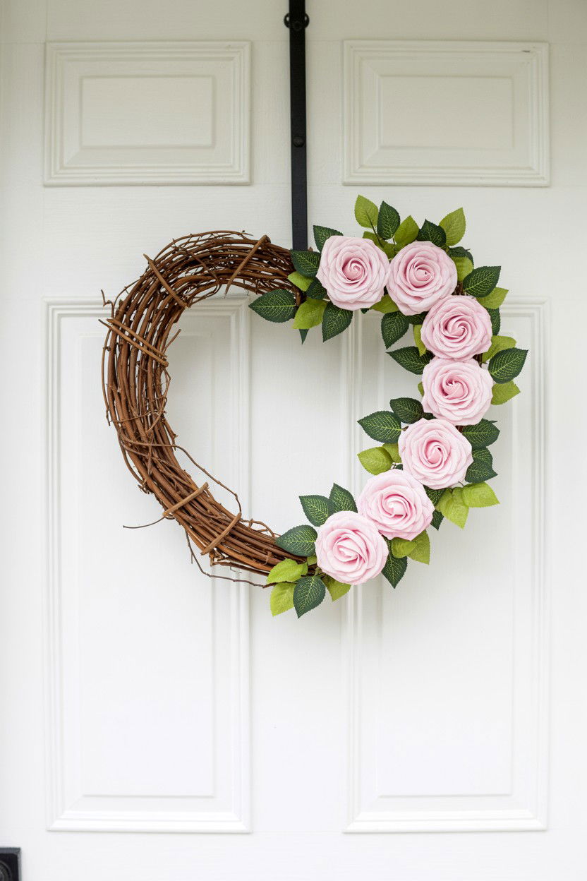 Heart Shaped Wreath - 25 Valentine's Day Home Decor Ideas